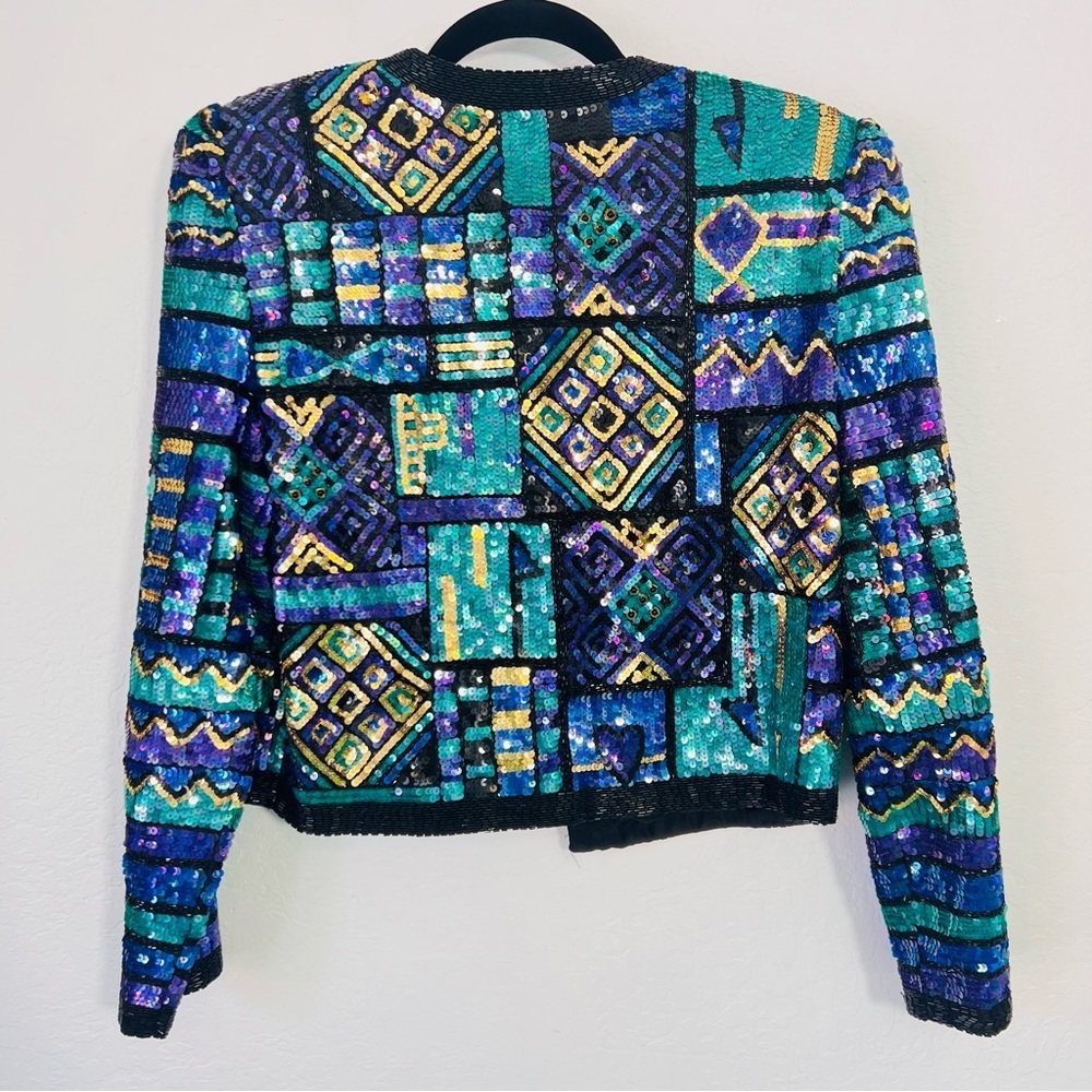 Sequin Embellished Multicolor Vintage  Jacket - Picture 9 of 11
